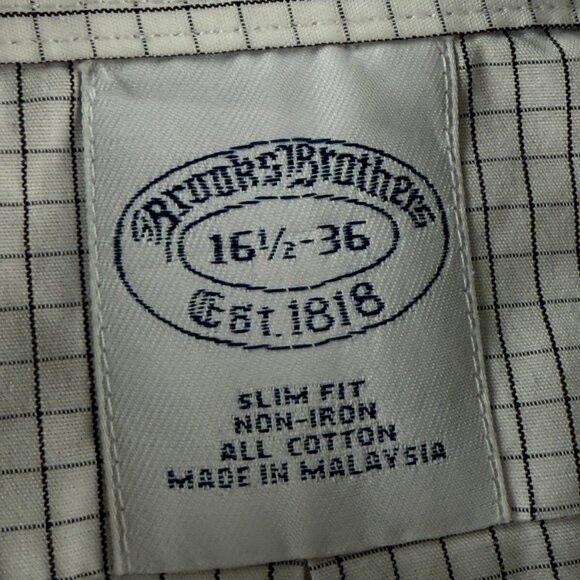 Brooks Brothers Slim Blue Check Cotton Non-Iron 16.5 36 Mens Long Sleeved Shirt - Picture 10 of 15